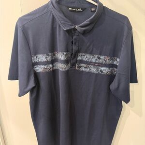 Travis Mathew Navy Polo with Tropical Pattern